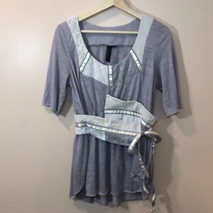 BKE Boutique Asymmetrical Belt Blouse Large